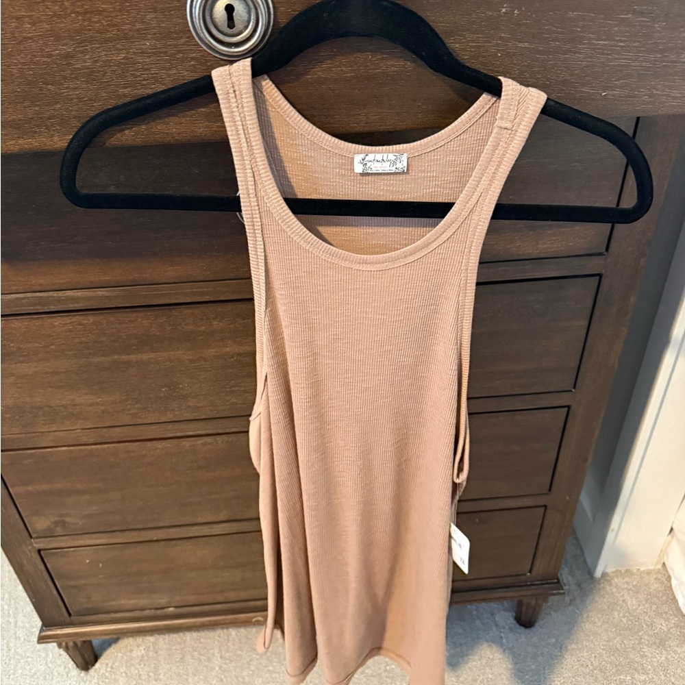 We The Free Ribbed Beige Tank Top